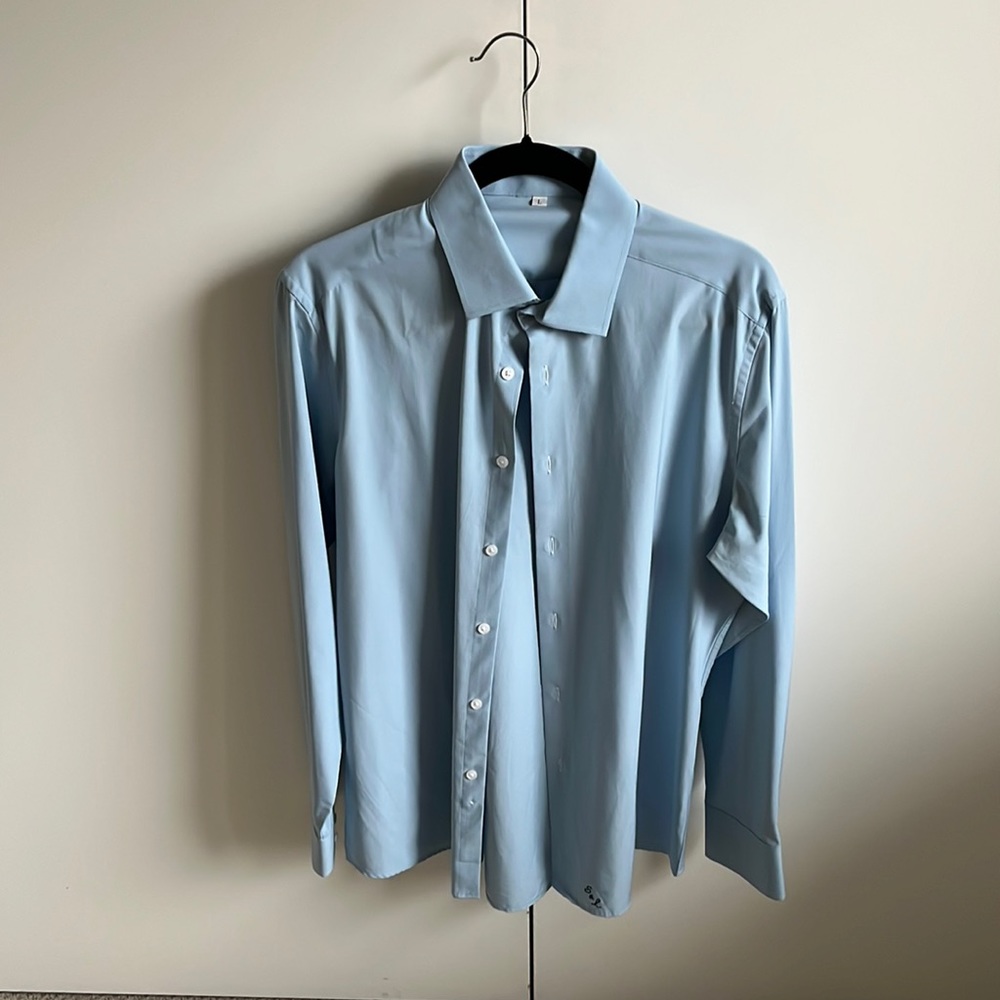 State and Liberty Men’s Dress Shirt Blue- Large